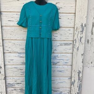 Vintage 90s Miss Dorby Bib Friends Midi Dress New Size 14 Coastal Grandma Core H